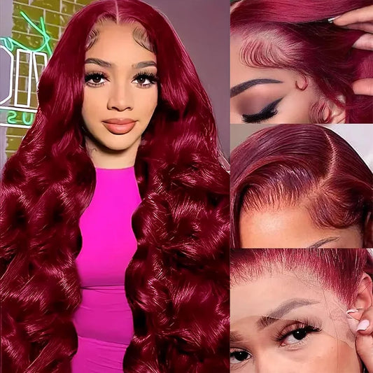 200 Density 99J Burgundy Body Wave Lace Frontal Wig