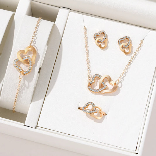 5 Piece Set Fashionable Elegant Gold